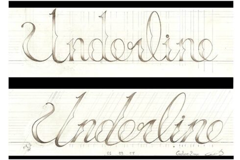Underline Cursiva - Análise das letras cursivas, regular e itálico, para logomarca do estúdio Underline.