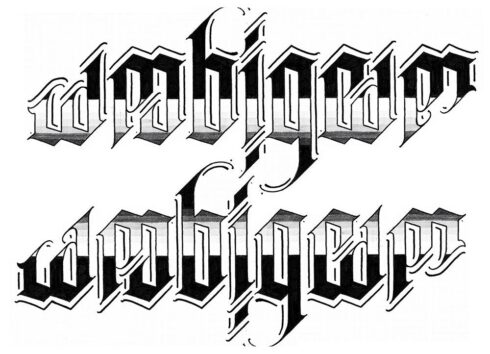Ambigram x Ambigram - Lettering Ambigrama rotacional 180° com a palavra AMBIGRAM e AMBIGRAM. Flip Type 45° Chanfrado