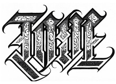 True x Love - Lettering Ambigrama rotacional 180° com as palavras TRUE e LOVE. Flip Type 45° Chanfrado