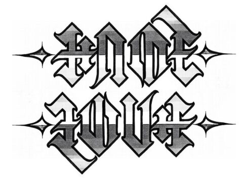 Hate x Love - Lettering Ambigrama rotacional 180° com as palavras HATE e LOVE. Flip Type 45° Chanfrado
