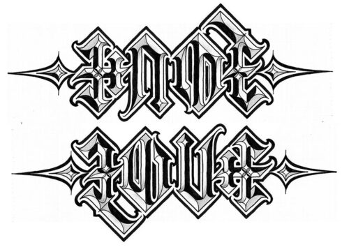 Hate x Love - Lettering Ambigrama rotacional 180° com as palavras HATE e LOVE. Flip Type 45° Chanfrado