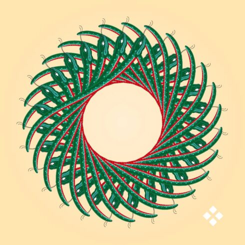 O Sol das Cobras - Representação do sol, construído com o entrelaçamento de várias cobras. Ferramenta: Adobe Illustrator