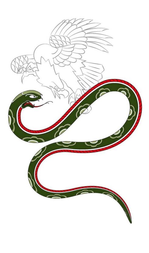 Cobra e Águia - Composição mostrando uma luta entre Cobra e Águia. Ferramenta: Adobe Illustrator