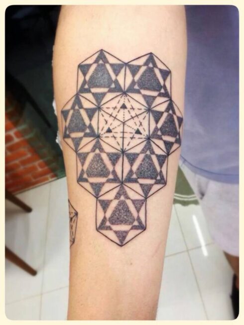 Ornamento Geométrico e Orgânico - Tatuagem Ornamental mesclando elementos geométricos e orgânicos