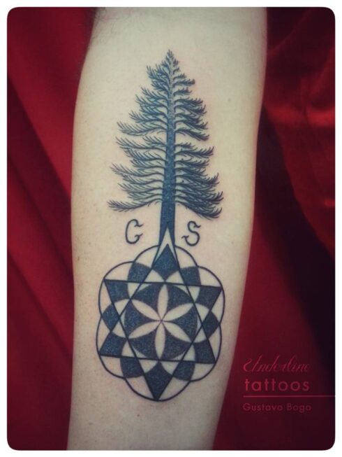 Ornamento Geométrico e Orgânico - Tatuagem Ornamental mesclando elementos geométricos e orgânicos