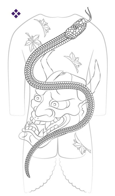 Cobra, Hannya e Momiji - Composição mesclando Cobra, Hannya e Momiji. Sugestão de Local : Costas