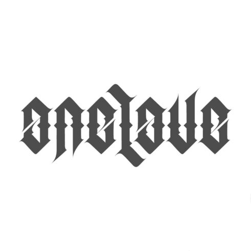 One Love x One Love - Lettering Ambigrama rotacional 180° com as palavras ONE LOVE. Flip Type 45° Chanfrado. Sugestão de Local : Barriga