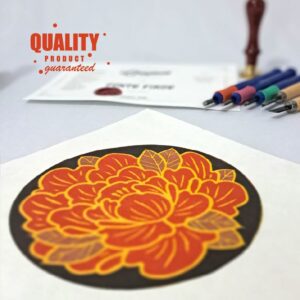 Peça Única - Xilogravura Matriz Perdida - Peônia Dourada / Proteção e Boa Sorte - 20 x 20 - Papel Gravura - Estúdio Ponta Firme