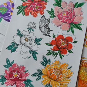 Tattoo Flash - Peônia Floral